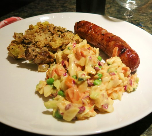 Sweet Mustard Summer Slaw, Libbey's Hunter Sauasage Grilled, Grilled Potato Salad