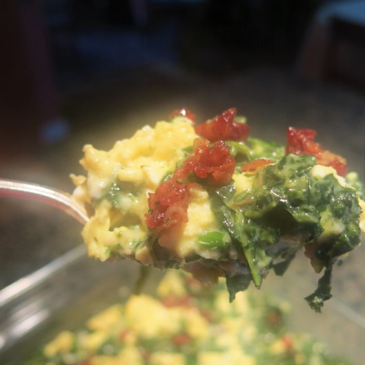 Steaming Hot Green-with-Envy Eggs and "Ham"