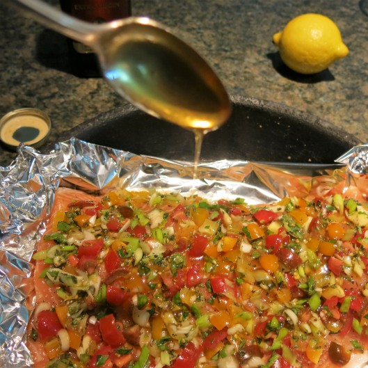 Salmon Filet Schmeared with Greek Topping
