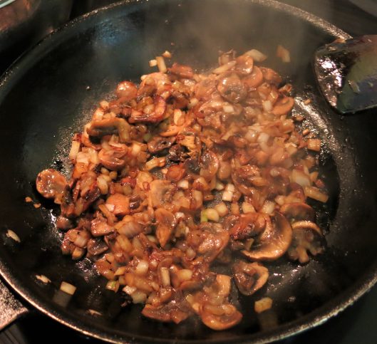 Sautéing Onion & Mushrooms for Mushroom-Bacon-Marsala Gravy for Pork (or Beef)Gravy for Pork (or Beef)